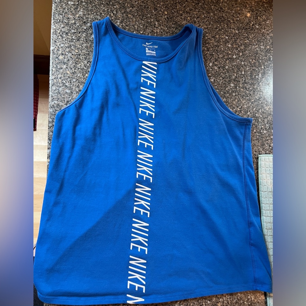 Nike Blue Athletic Tank Top with Logo Design